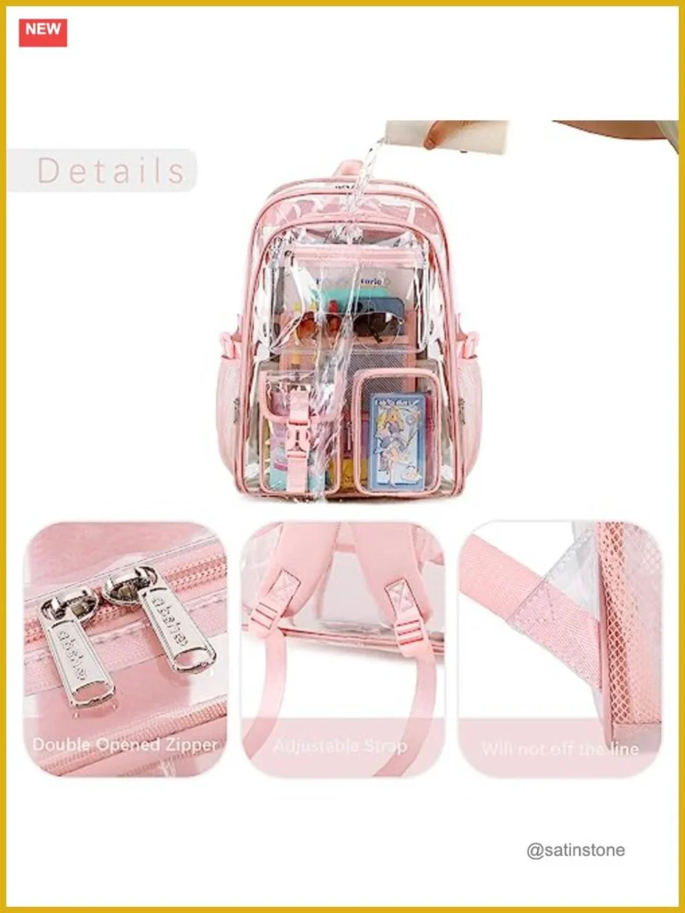 Large Clear PVC Backpack for School Travel Heavy Duty Transparent Daypack